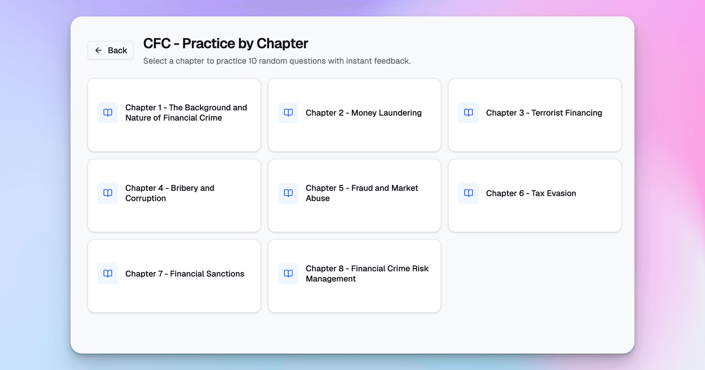 ExamPrep.ae practice by chapter mode for CISI CFC