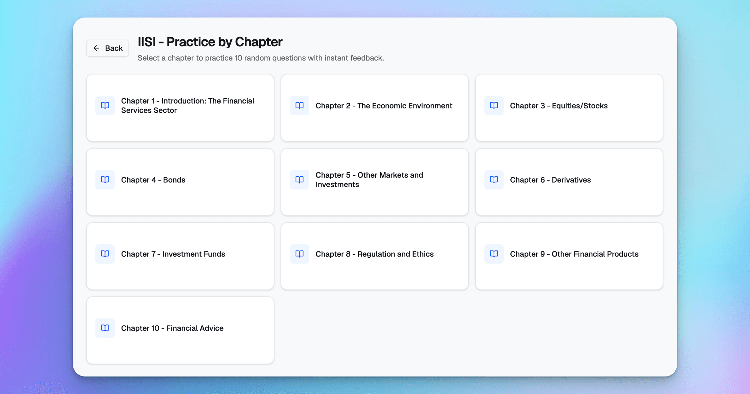 ExamPrep.ae practice by chapter mode for CISI IISI