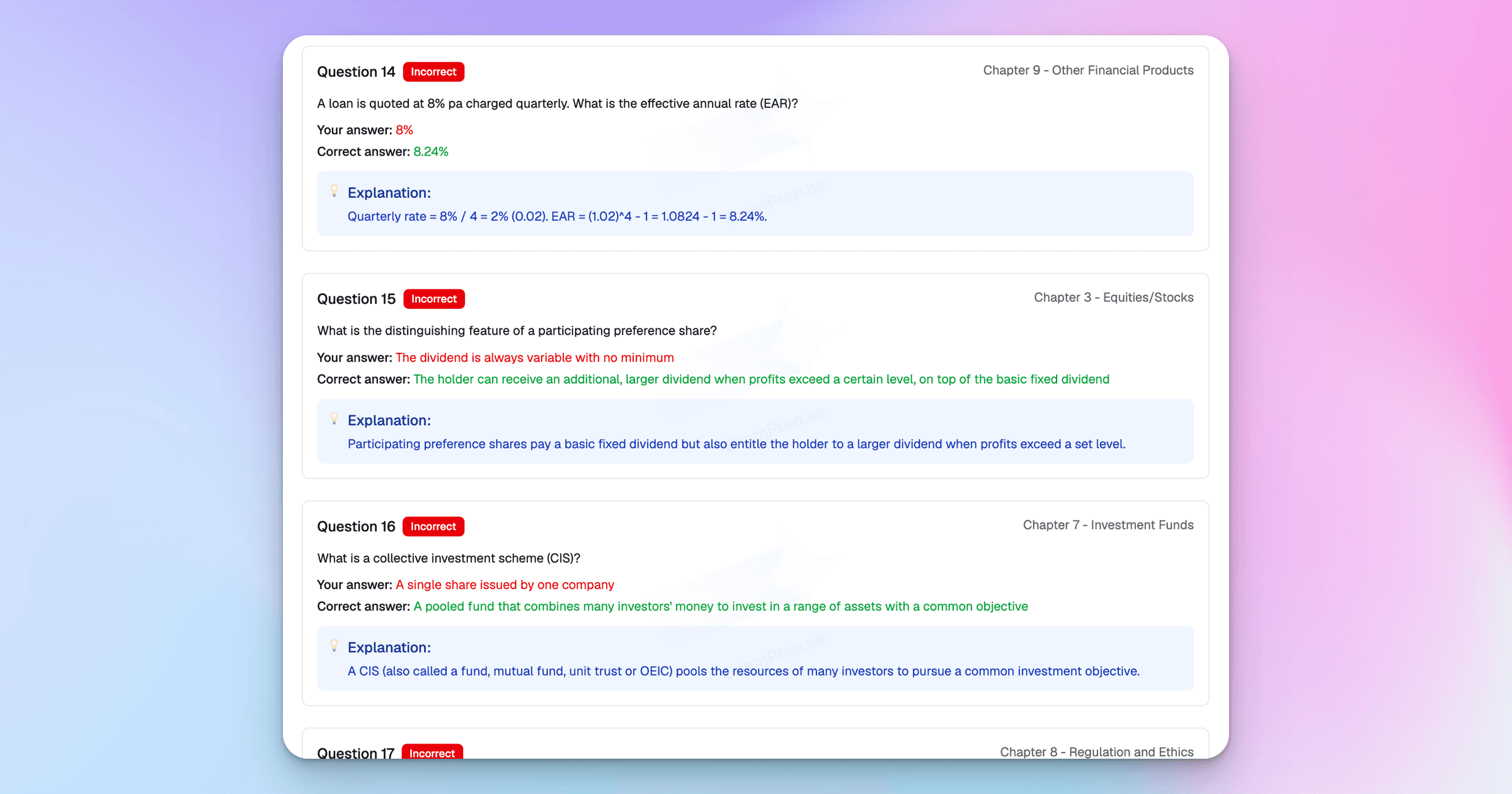 ExamPrep.ae review questions mode for CISI IISI