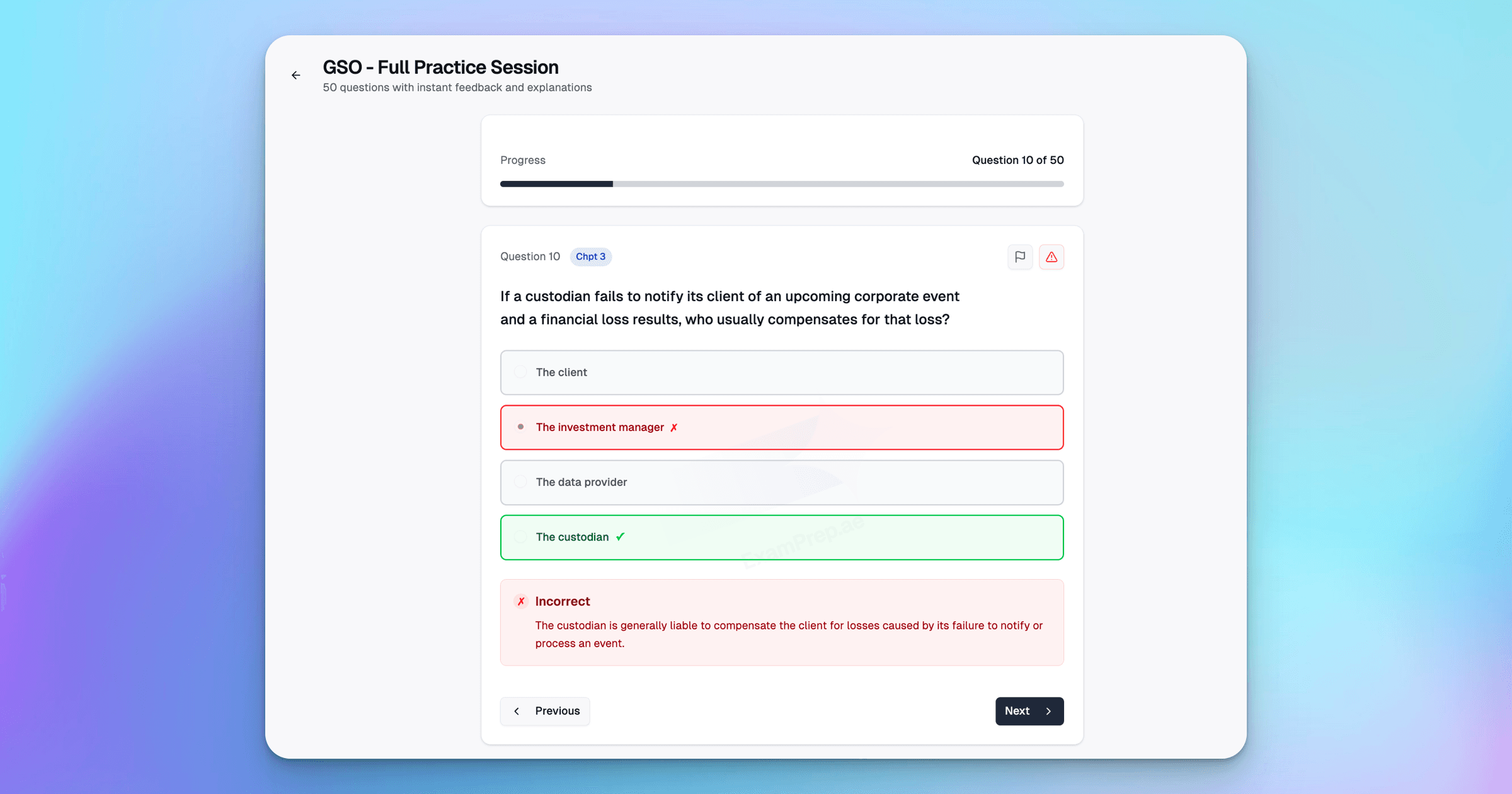 ExamPrep.ae practice mode for CISI GSO